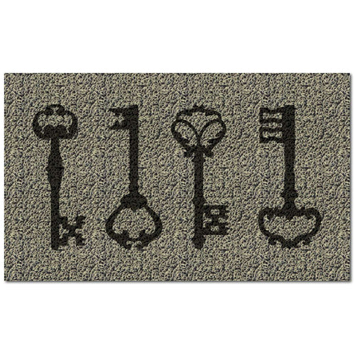  Americo Home Front Runner 18 In. W X 30 In. L Multicolored Vintage Keys Black Entrance Mat