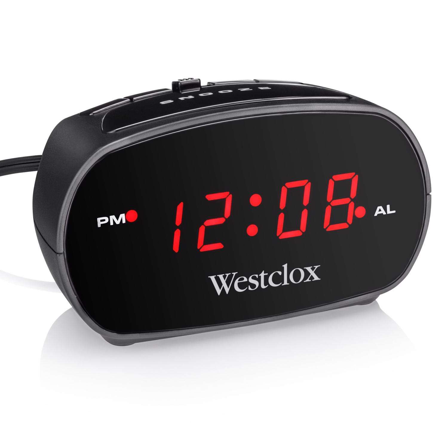  Westclox Black Alarm Clock Digital Plug-In