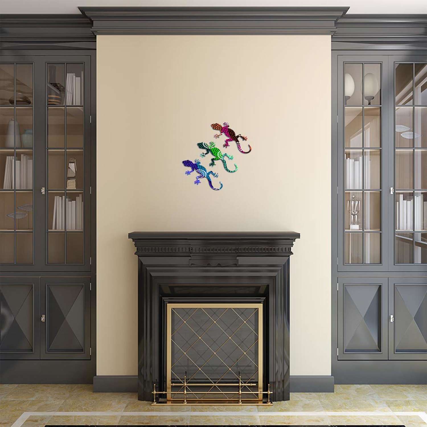  Next Innovations Dahlia Gecko 12 In. H X 1 In. W X 6 In. L Semi-Gloss Steel Wall Decor