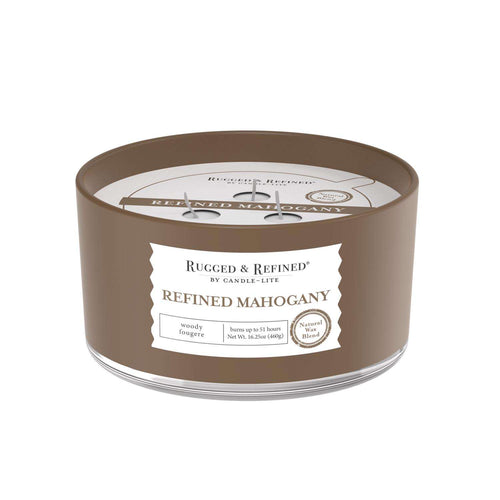  Candle-Lite Rugged & Refined White Refined Mahogany Scent Candle 16.25 Oz