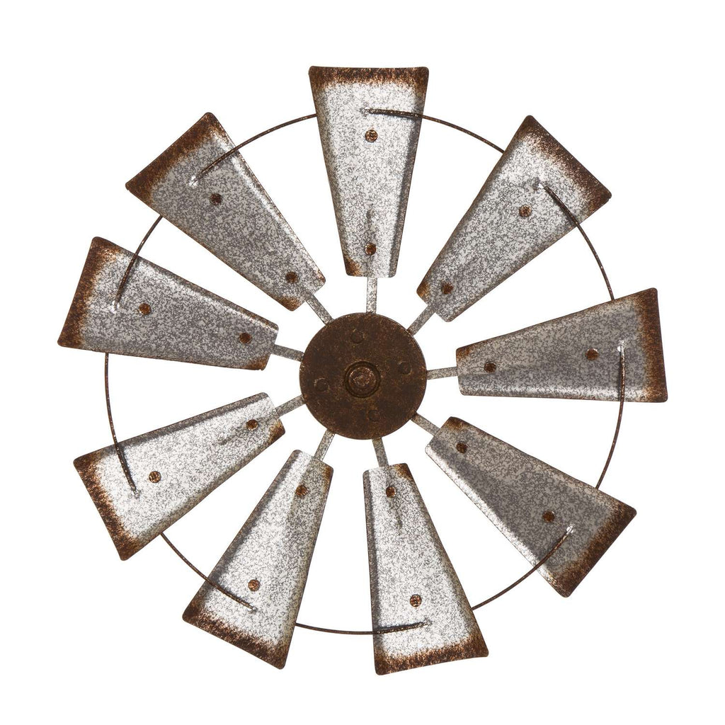  Glitzhome 22.05 In. H X 4 In. W X 22.05 In. L Brown/Silver Iron Wind Spinner Wall Decor