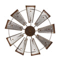  Glitzhome 22.05 In. H X 4 In. W X 22.05 In. L Brown/Silver Iron Wind Spinner Wall Decor