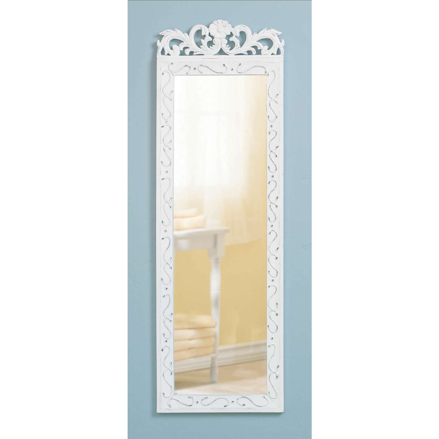  Accent Plus 30.5 In. H X .5 In. W X 9.875 In. L Blue/White Wood Decorative Wall Mirror