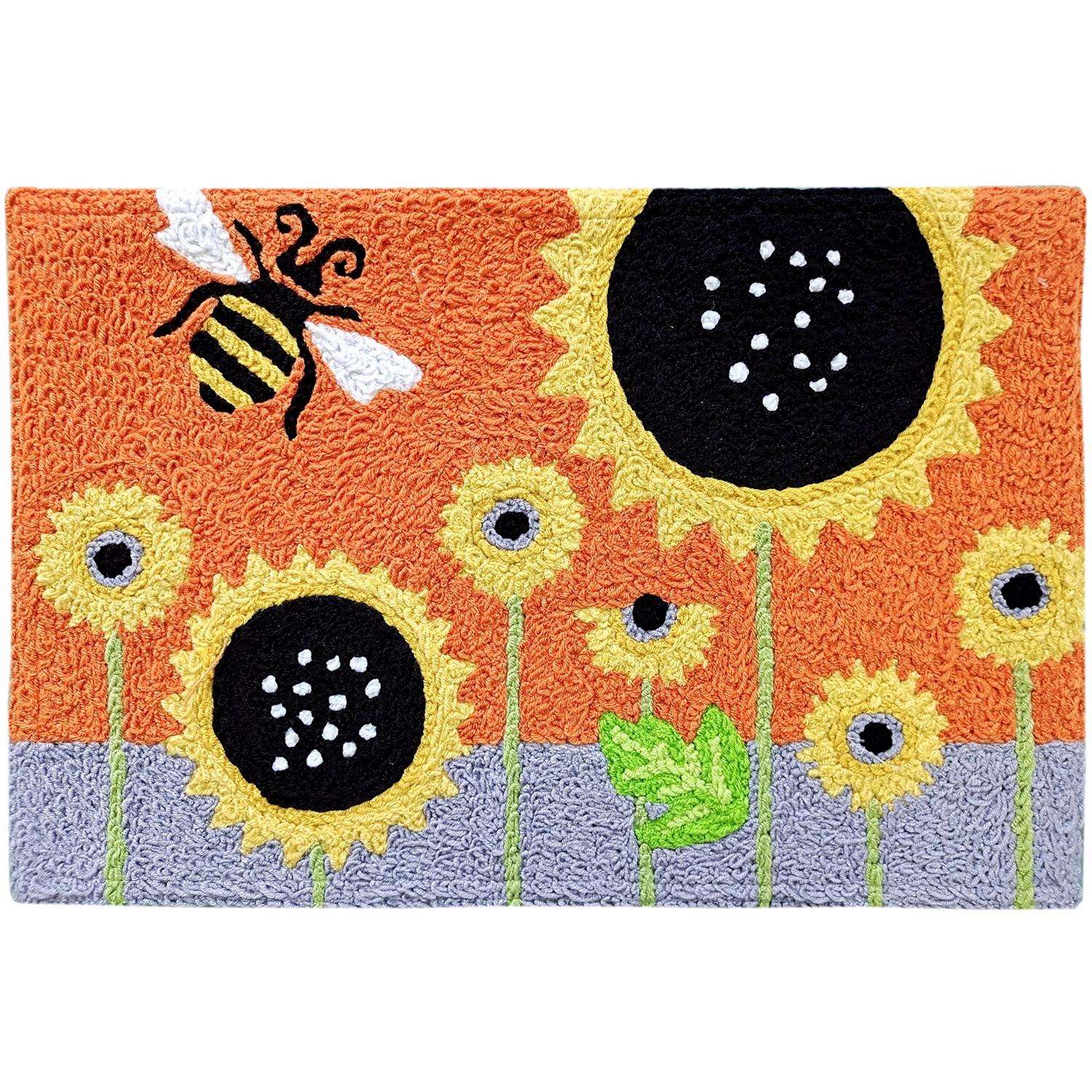  Jellybean 20 In. W X 30 In. L Multicolored Bumblebee And Sunflower Polyester Accent Rug