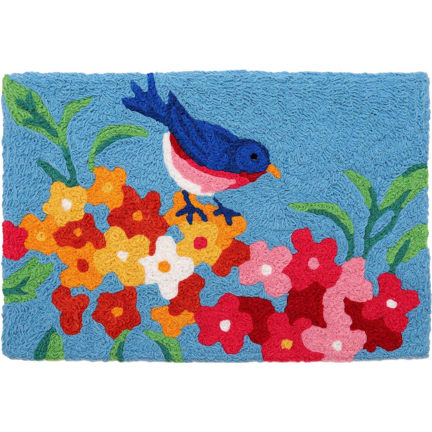  Jellybean 20 In. W X 30 In. L Multicolored Little Blue Bird Polyester Accent Rug