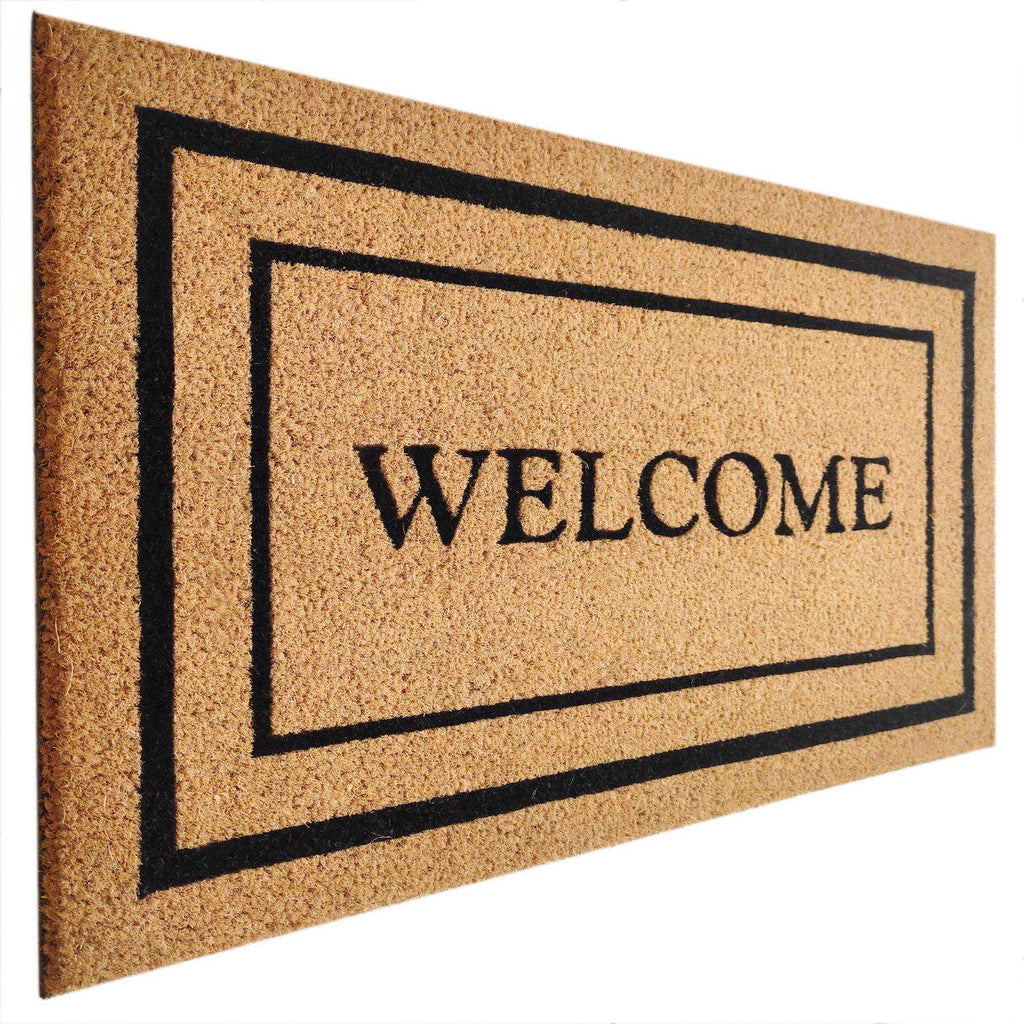  First Concept 18 In. W X 30 In. L Black/Brown Welcome Coir Door Mat