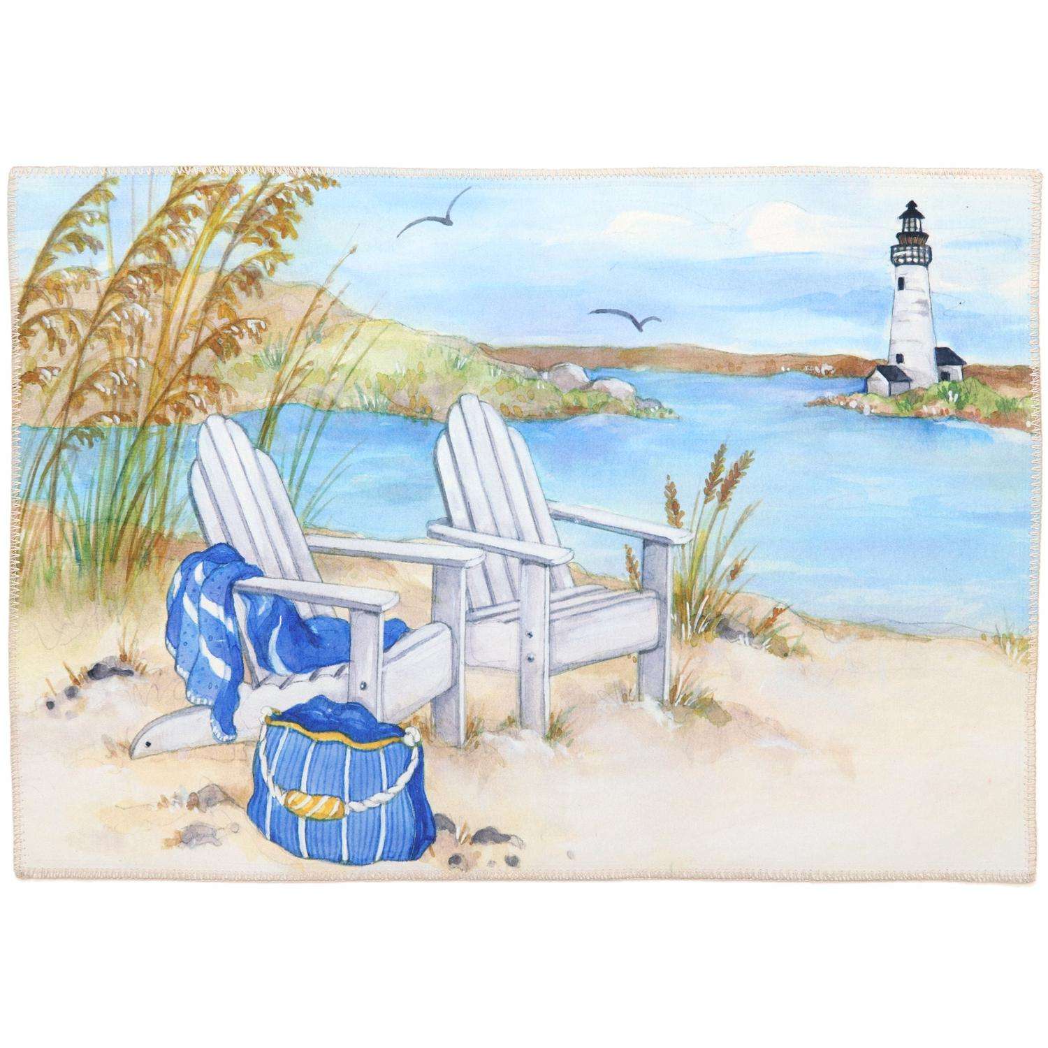  Olivia's Home 22 In. W X 32 In. L Multicolored Picnic By The Lighthouse Polyester Accent Rug