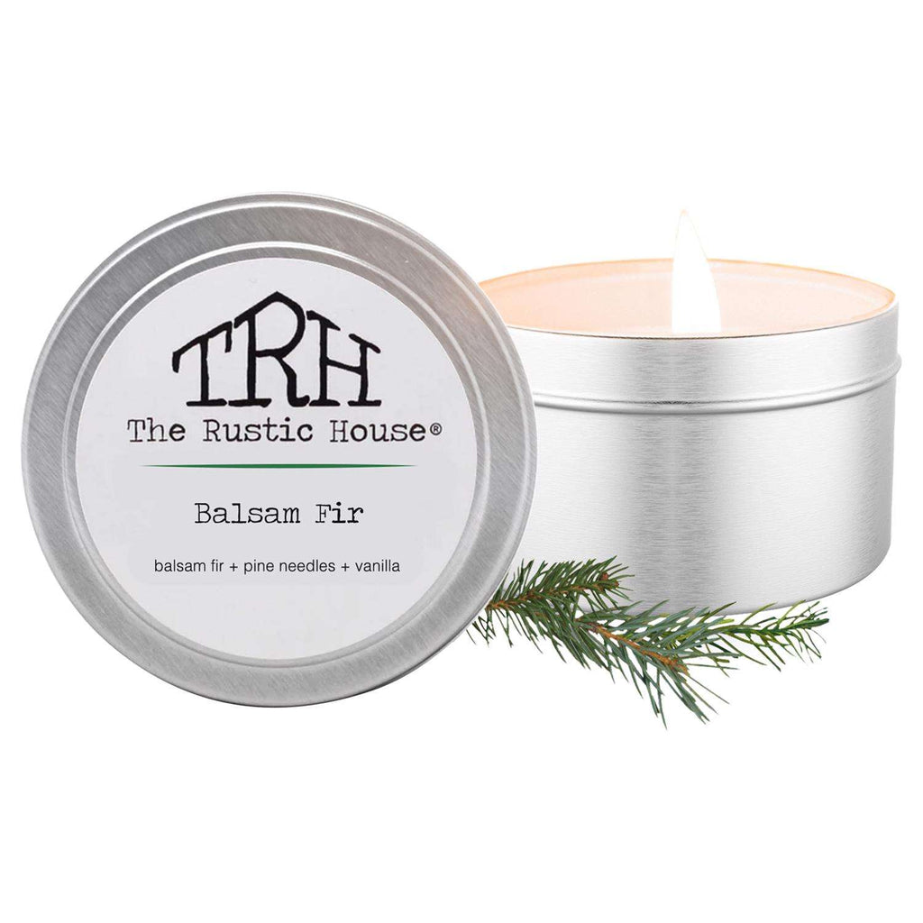  The Rustic House Silver Balsam Fir Scent Travel Candle 4 Oz