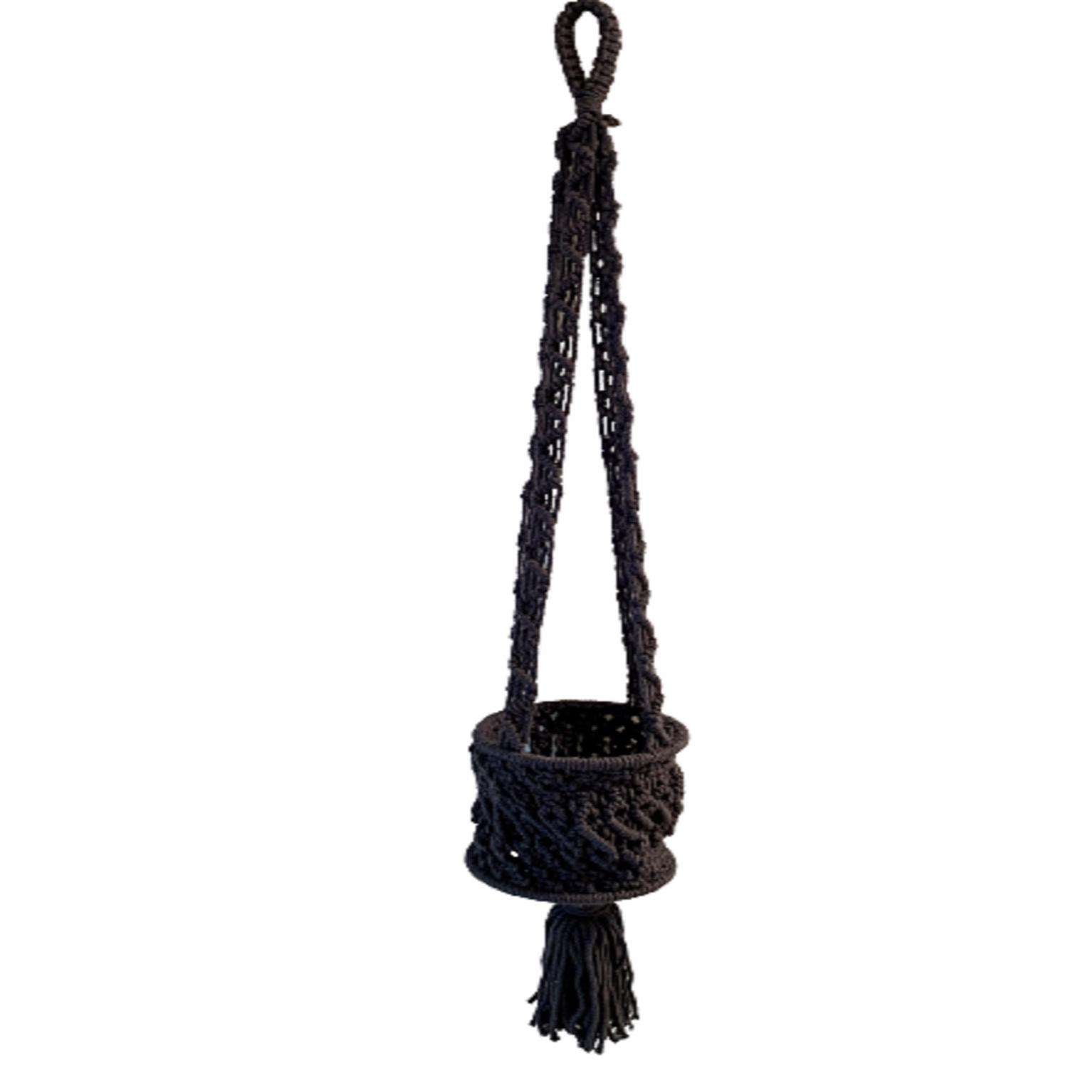  Primitive Planters 34 In. H X 6 In. W X 3 In. L Gray Cotton Hanging Planter