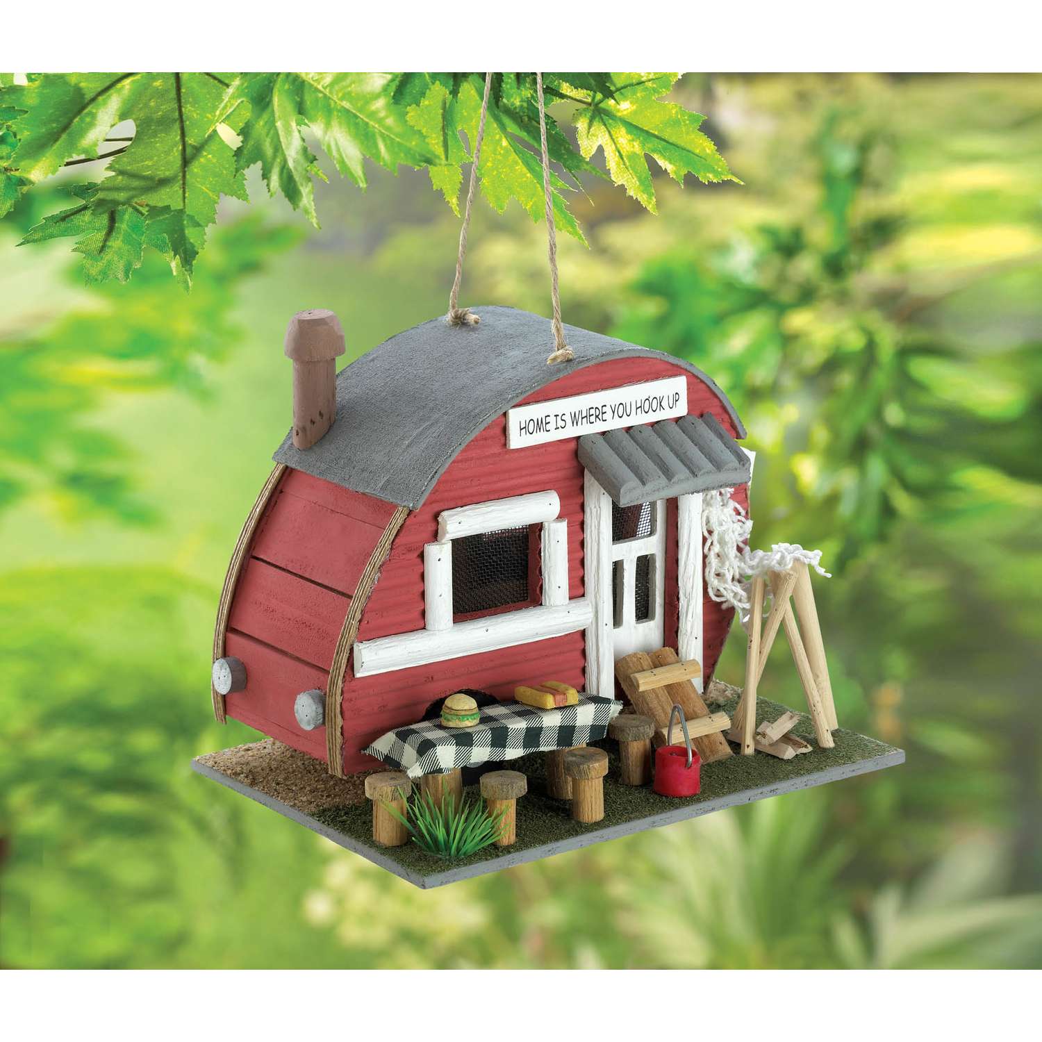  Summerfield Terrace 6.75 In. H X 6.125 In. W X 8.25 In. L Red Wood Trailer Birdhouse