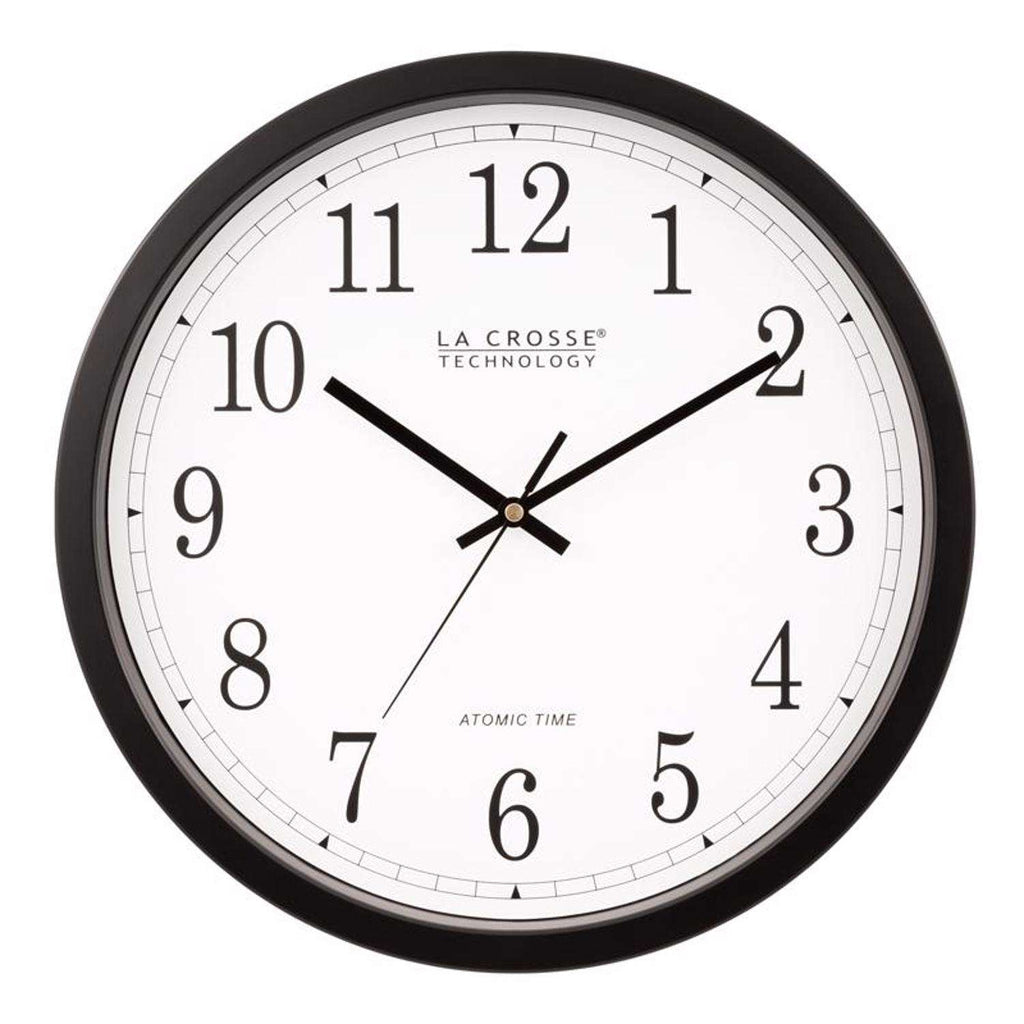  La Crosse Technology 14 In. L X 14 In. W Indoor Modern Analog Atomic Wall Clock Glass/Plastic Black