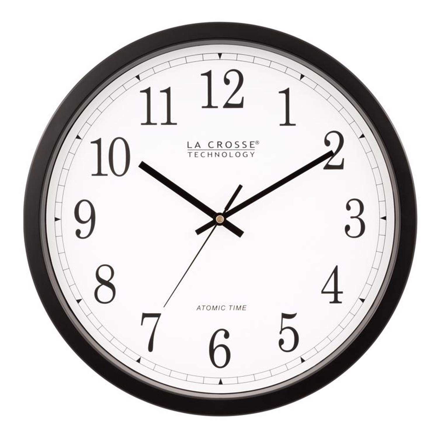  La Crosse Technology 14 In. L X 14 In. W Indoor Modern Analog Atomic Wall Clock Glass/Plastic Black