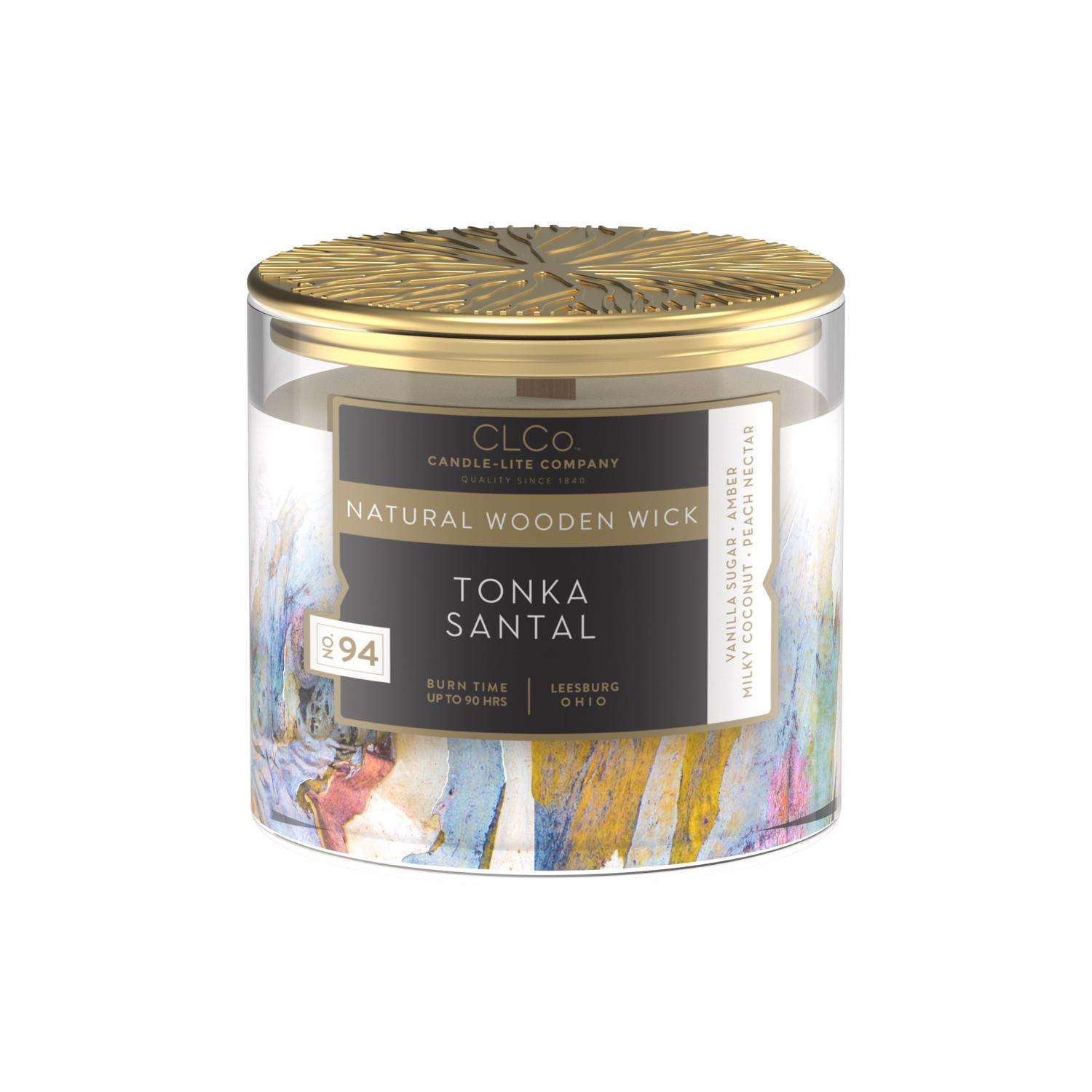  Candle-Lite Clco White Tonka Santal Scent Jar Candle 14 Oz