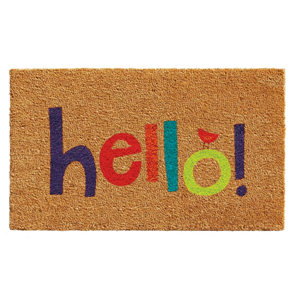  Home & More 1.42 W X 2.42 L Multi-color Colorful Hello Coir Door Mat