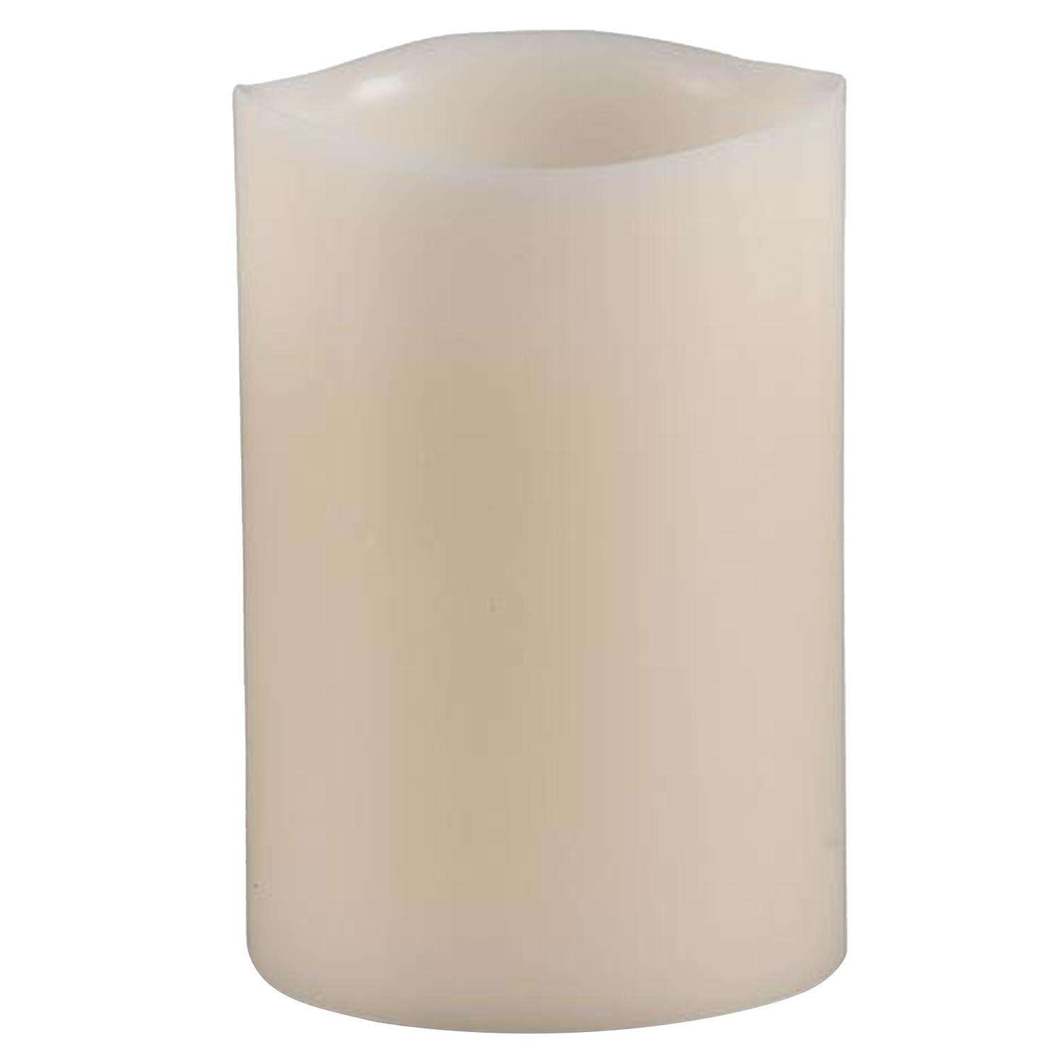  Everlasting Glow Bisque Vanilla Scent Melted Edge Pillar Flameless Flickering Candle