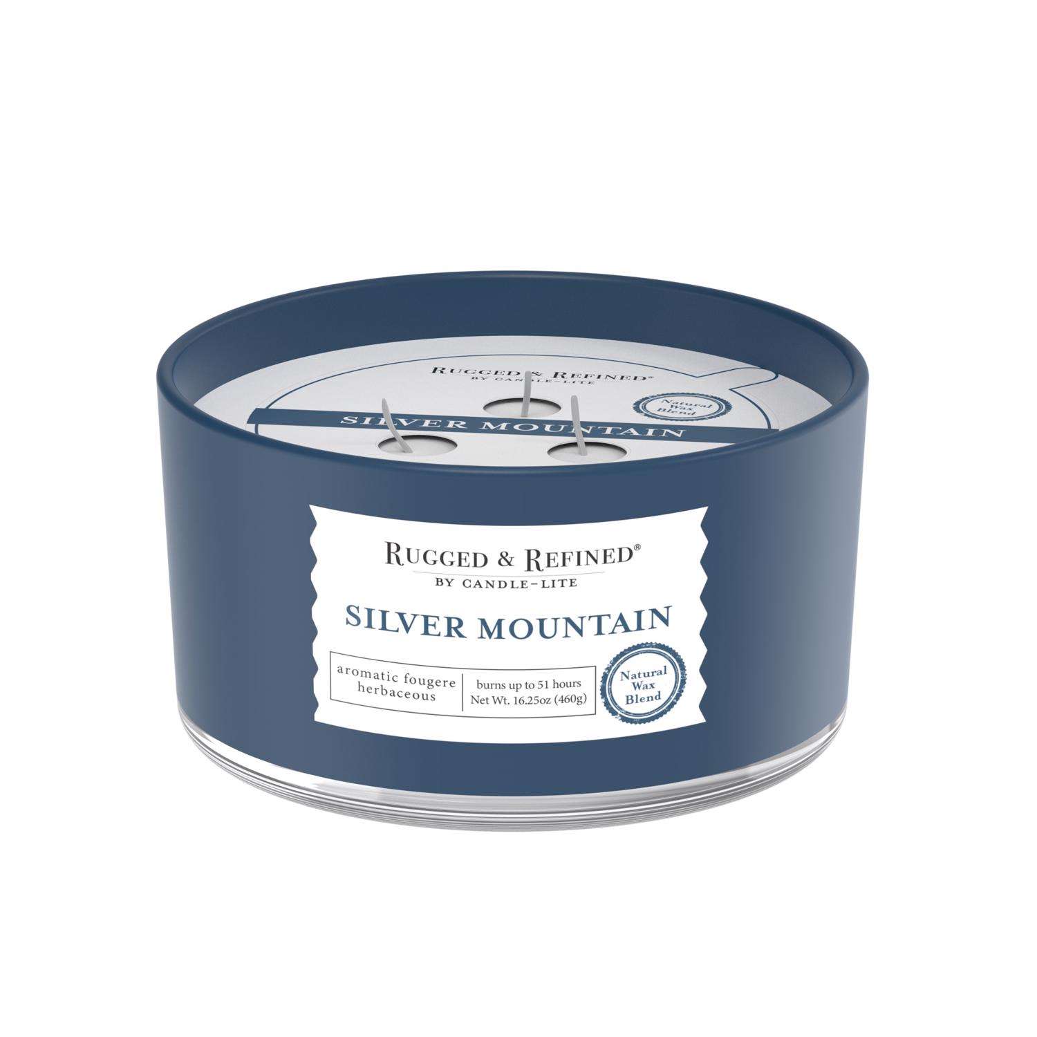  Candle-Lite Rugged & Refined White Silver Mountain Scent Candle 16.25 Oz
