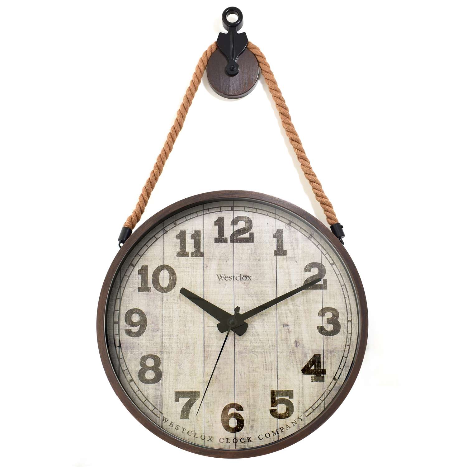  Westclox 14 In. L X 14 In. W Indoor Farmhouse Analog Wall Clock Glass/Plastic Black/White