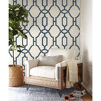  Magnolia Home By Joanna Gaines 20.5 In. W X 396 In. L Woven Trellis Federal Blue On White Paper Wall