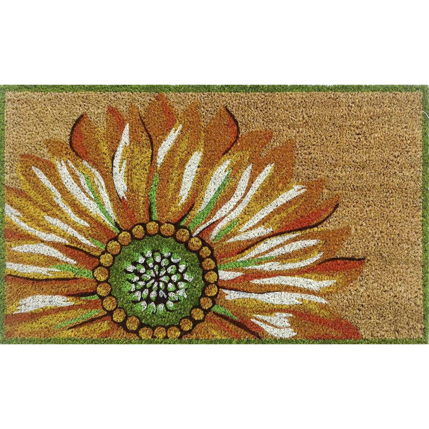  Liora Manne 1.5 W X 2.5 L Yellow Sunflower Coir Floor Mat