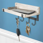 Spectrum 4.5 In. H X 4.75 In. W X 9 In. L White Wash/ Industrial Gray Steel/Wood Wall Mount Hook Sta