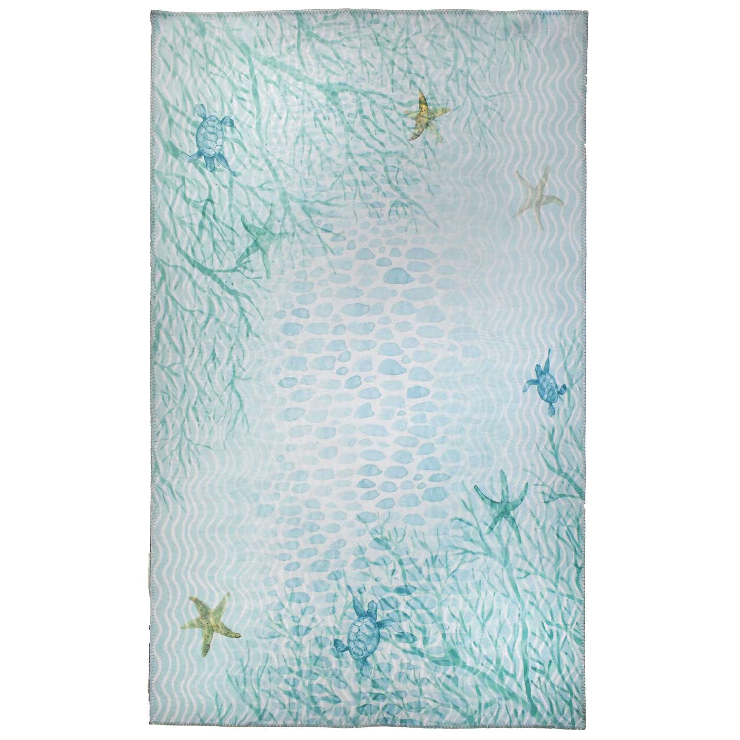  Homefires 36 In. W X 60 In. L Sea Foam Coral Sea Aqua Accent Rug