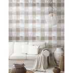  RoomMates 18 In. W X 18.86 Ft. L Buffalo Plaid Taupe Vinyl Peel And Stick Wallpaper