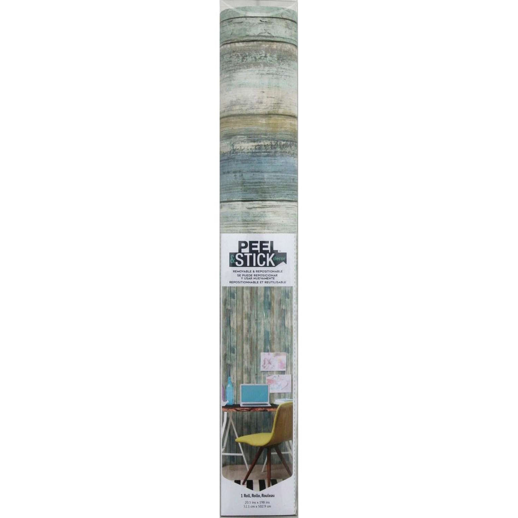  RoomMates 20.5 In. W X 16.5 Ft. L Distressed Wood Blue Vinyl Peel And Stick Wallpaper