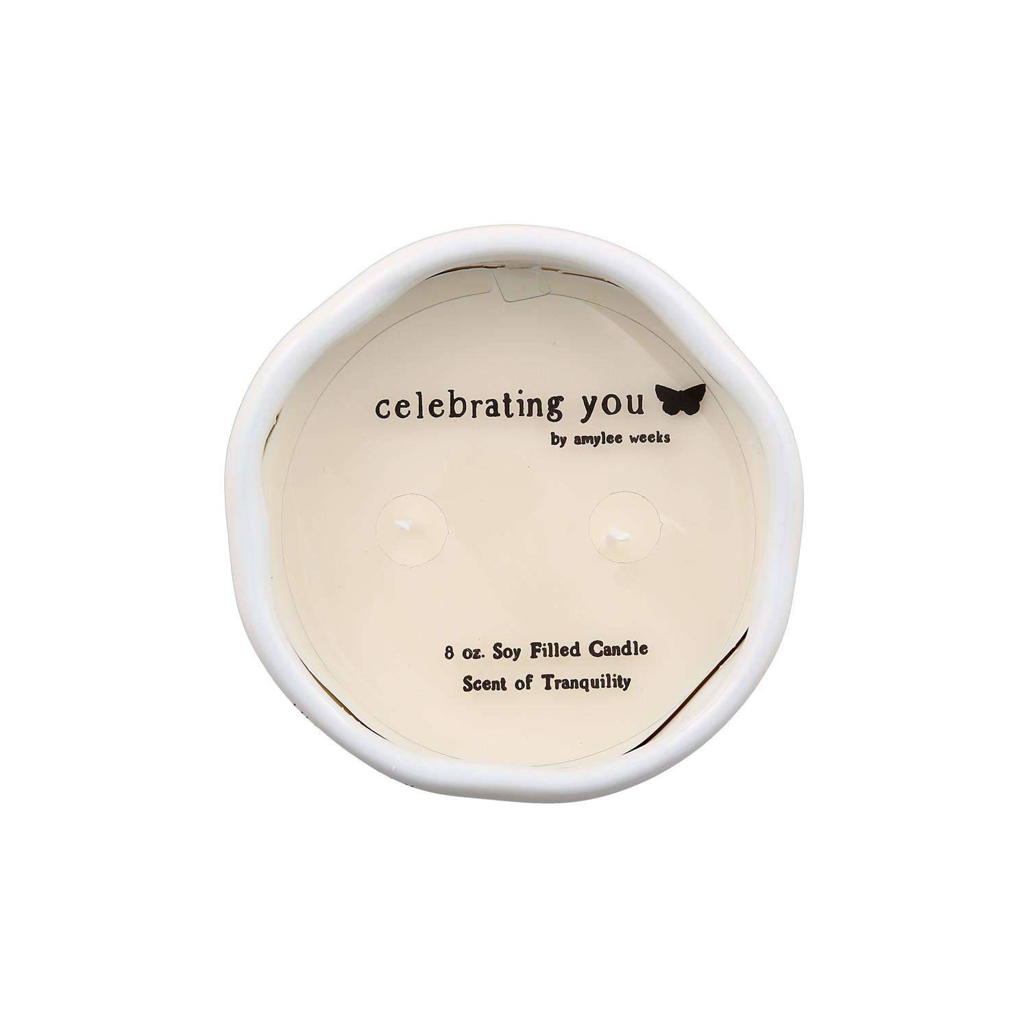  Pavilion Celebrating You Black/White Tranquility Scent Candle 8 Oz