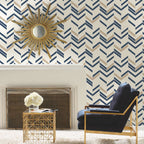  RoomMates 20.5 In. W X 16.5 Ft. L Chevron Blue Stripe Vinyl Peel And Stick Wallpaper