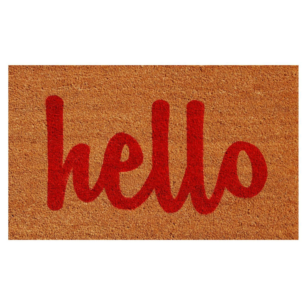  Home & More 1.42 W X 2.42 L Multi-color Hello Script Coir Door Mat
