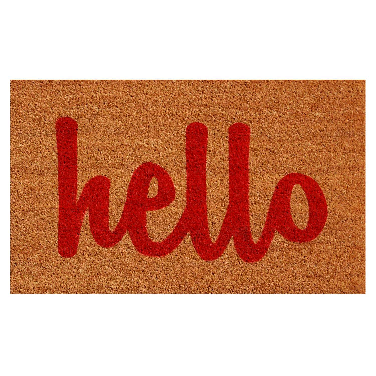  Home & More 1.42 W X 2.42 L Multi-color Hello Script Coir Door Mat
