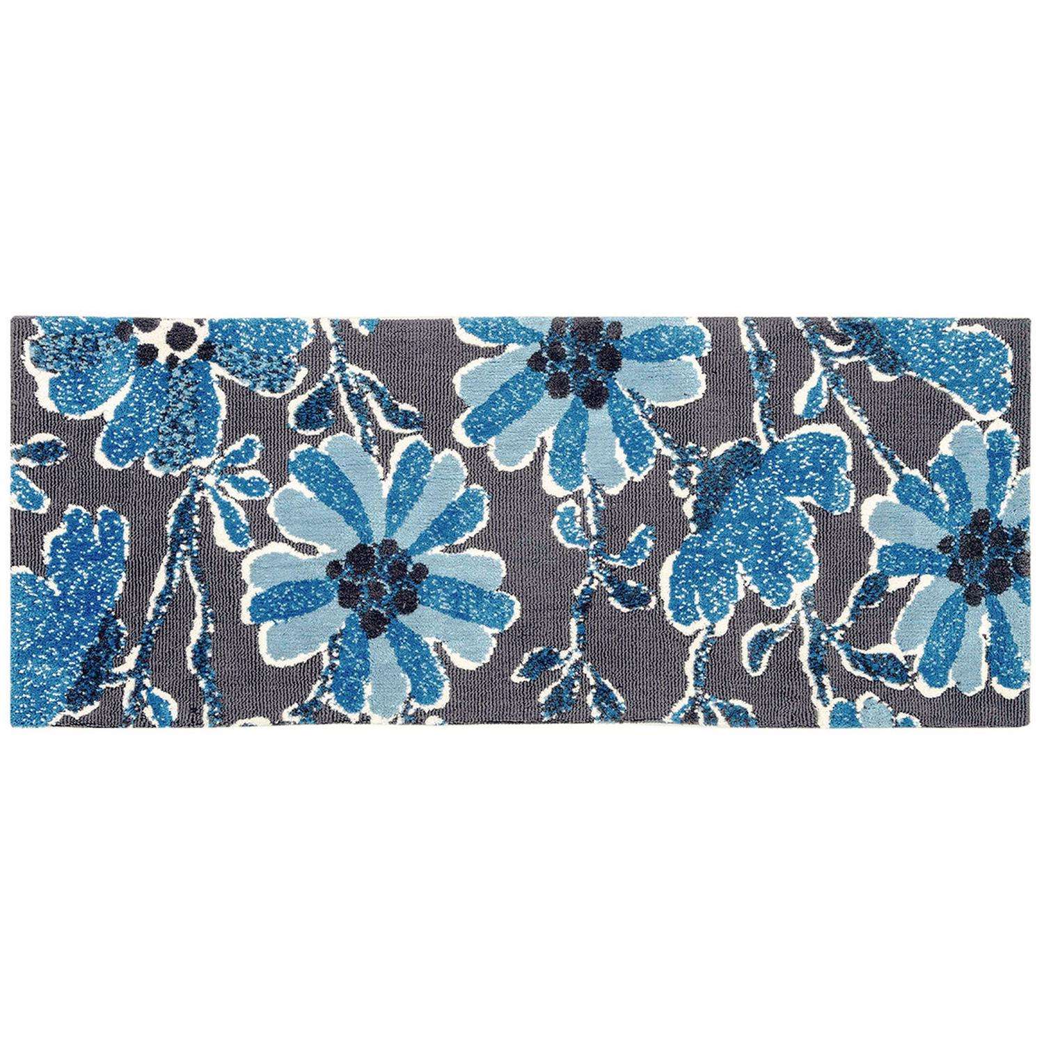  Simple Spaces 21 In. W X 54 In. L Multicolored Indigo Cornflowers Polyester Rug