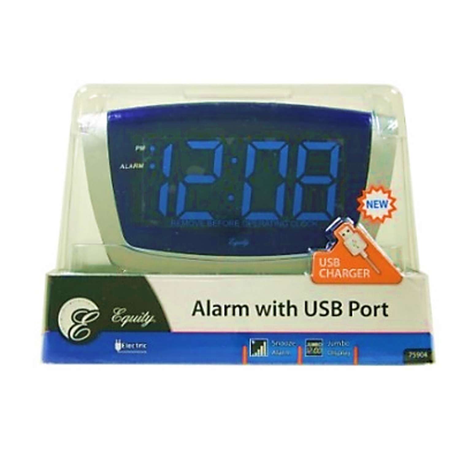  La Crosse Technology Equity 2 In. Silver USB Alarm Clock LED Battery Operated