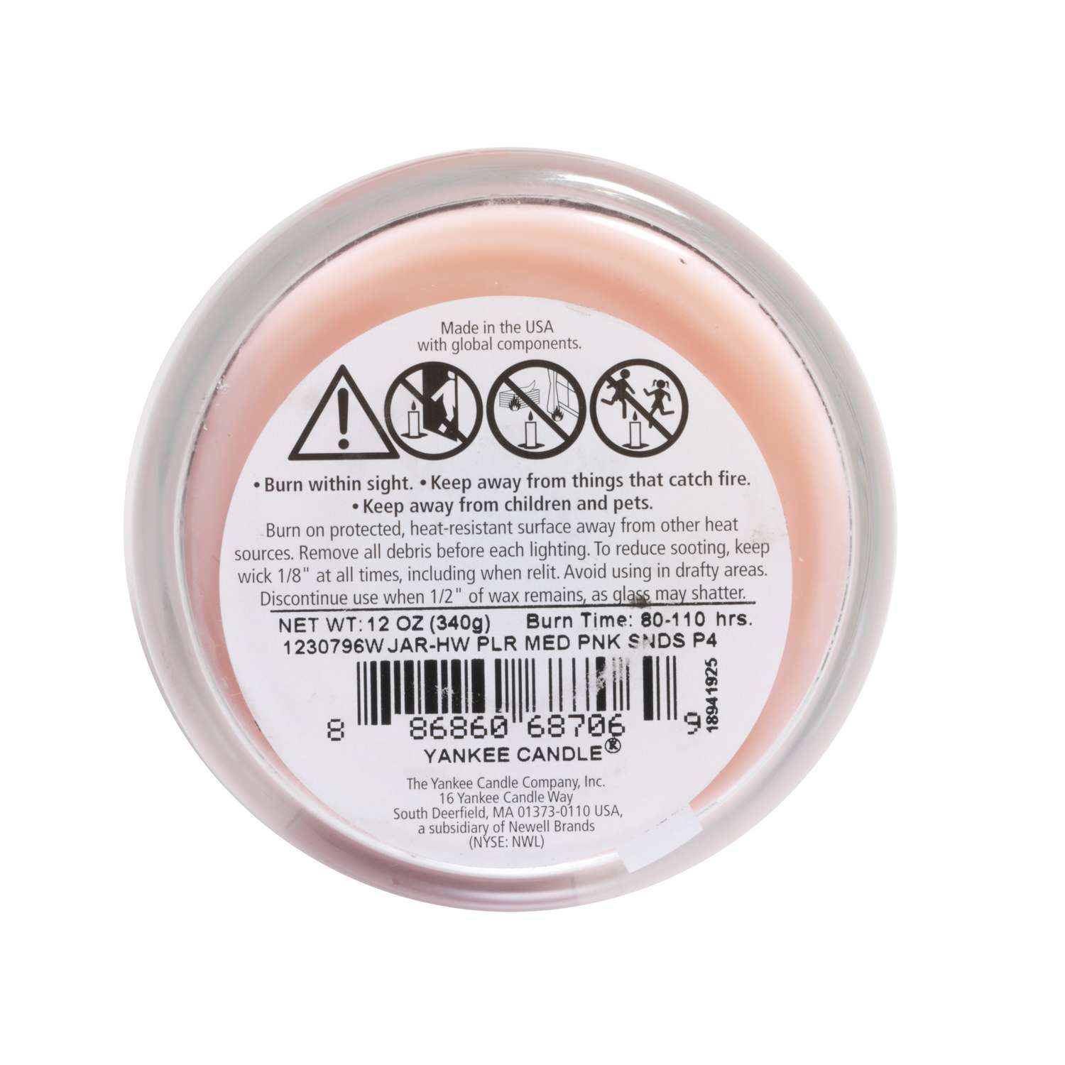  Yankee Candle Pink Pink Sands Scent Medium Pillar Candle 12 Oz