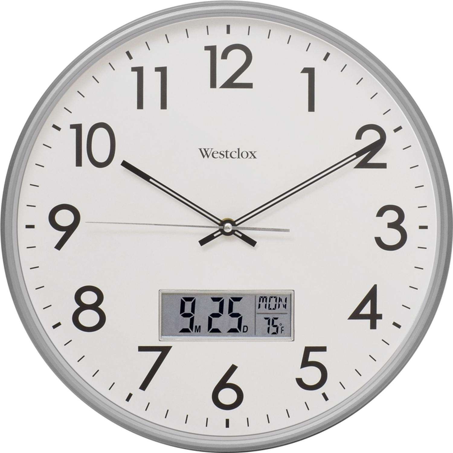  Westclox 14 In. L X 14 In. W Indoor Classic Analog Wall Clock Glass/Plastic Silver/White