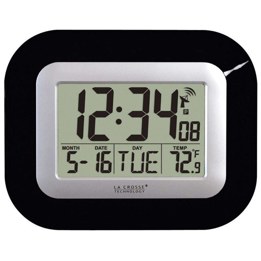  La Crosse Technology 8.95 In. L X 1.2 In. W Indoor Contemporary Digital Atomic Wall Clock Plastic Bl