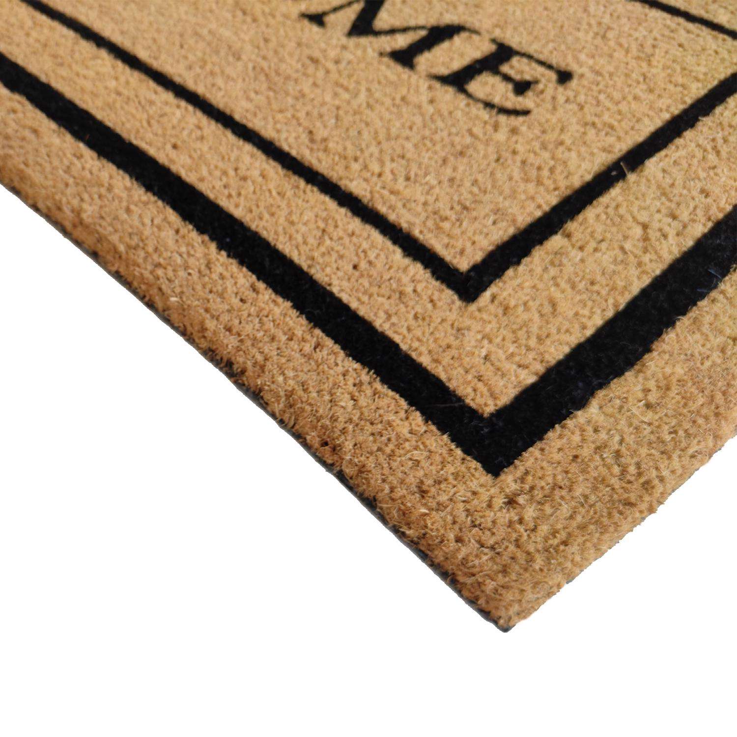  First Concept 18 In. W X 30 In. L Black/Brown Welcome Coir Door Mat