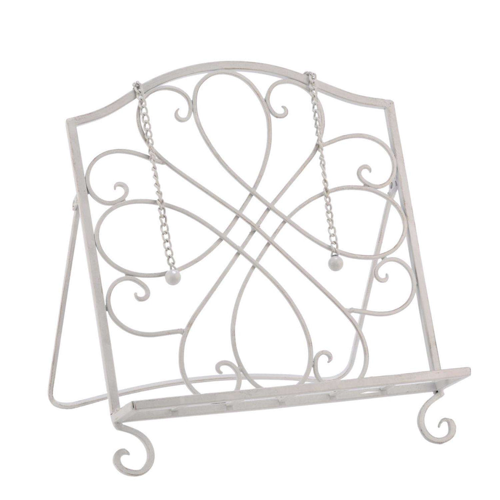  Tripar 13.25 In. H X 9.75 In. W X 12.65 In. L Distressed White Metal Cookbook Stand