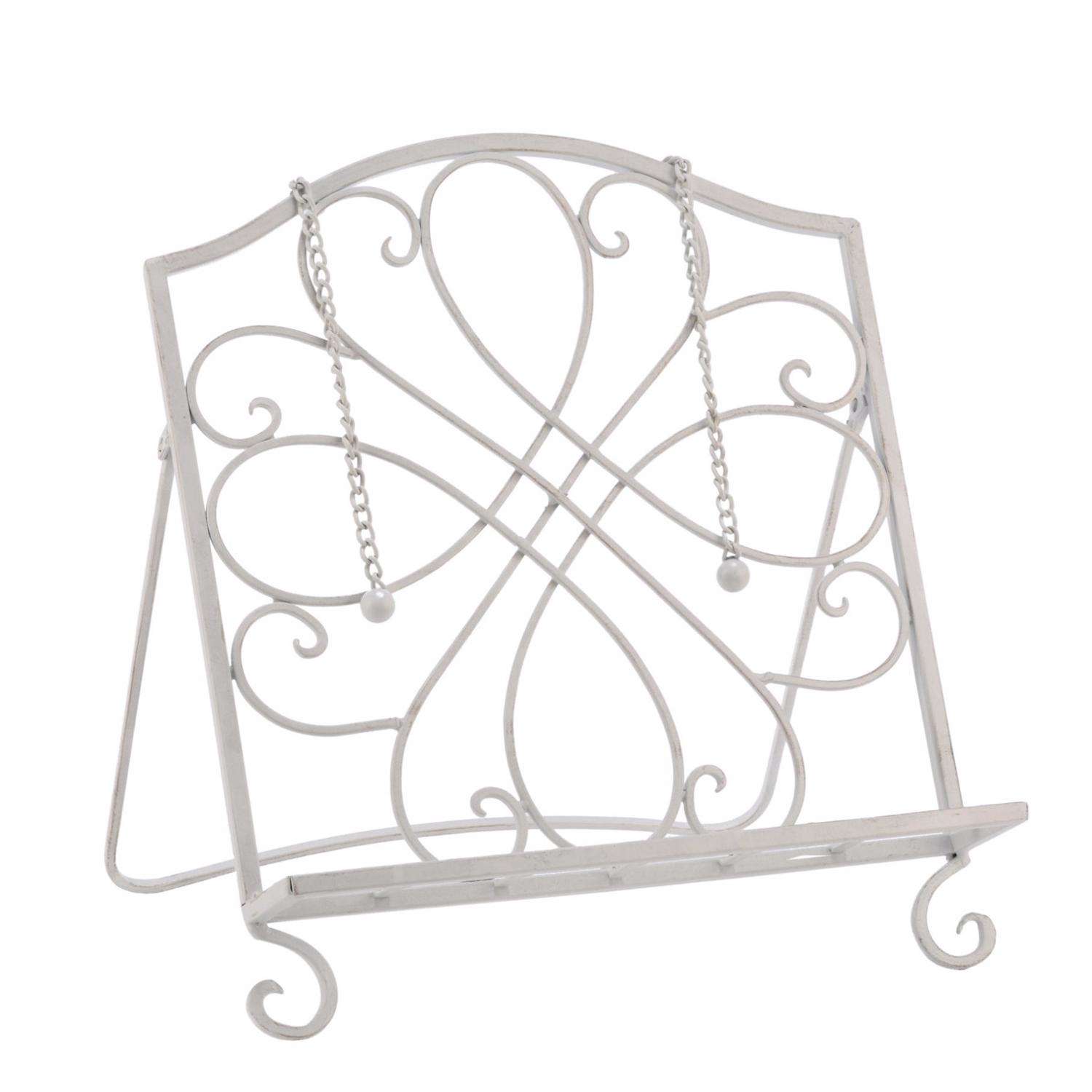  Tripar 13.25 In. H X 9.75 In. W X 12.65 In. L Distressed White Metal Cookbook Stand