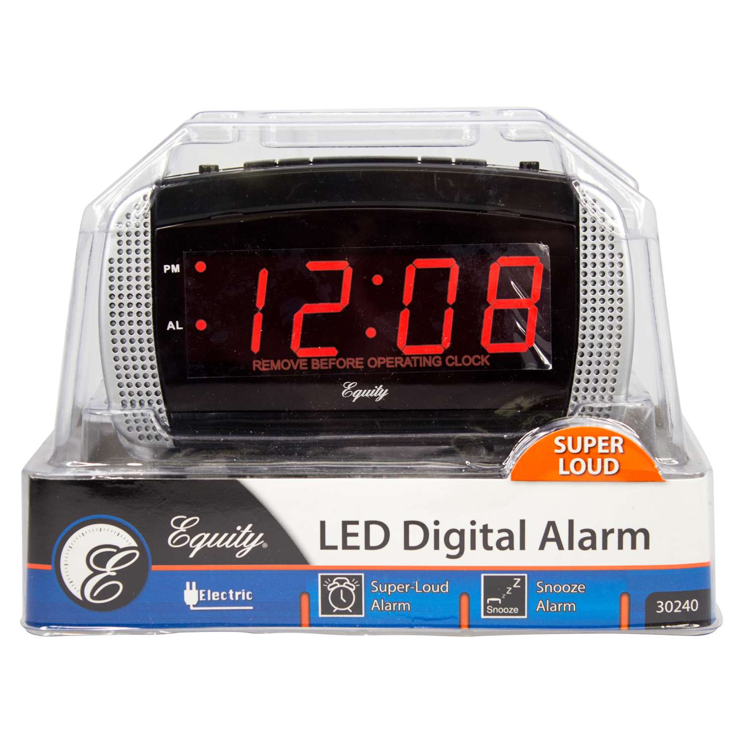  La Crosse Technology Equity 2.5 In. Black Alarm Clock LED Plug-In