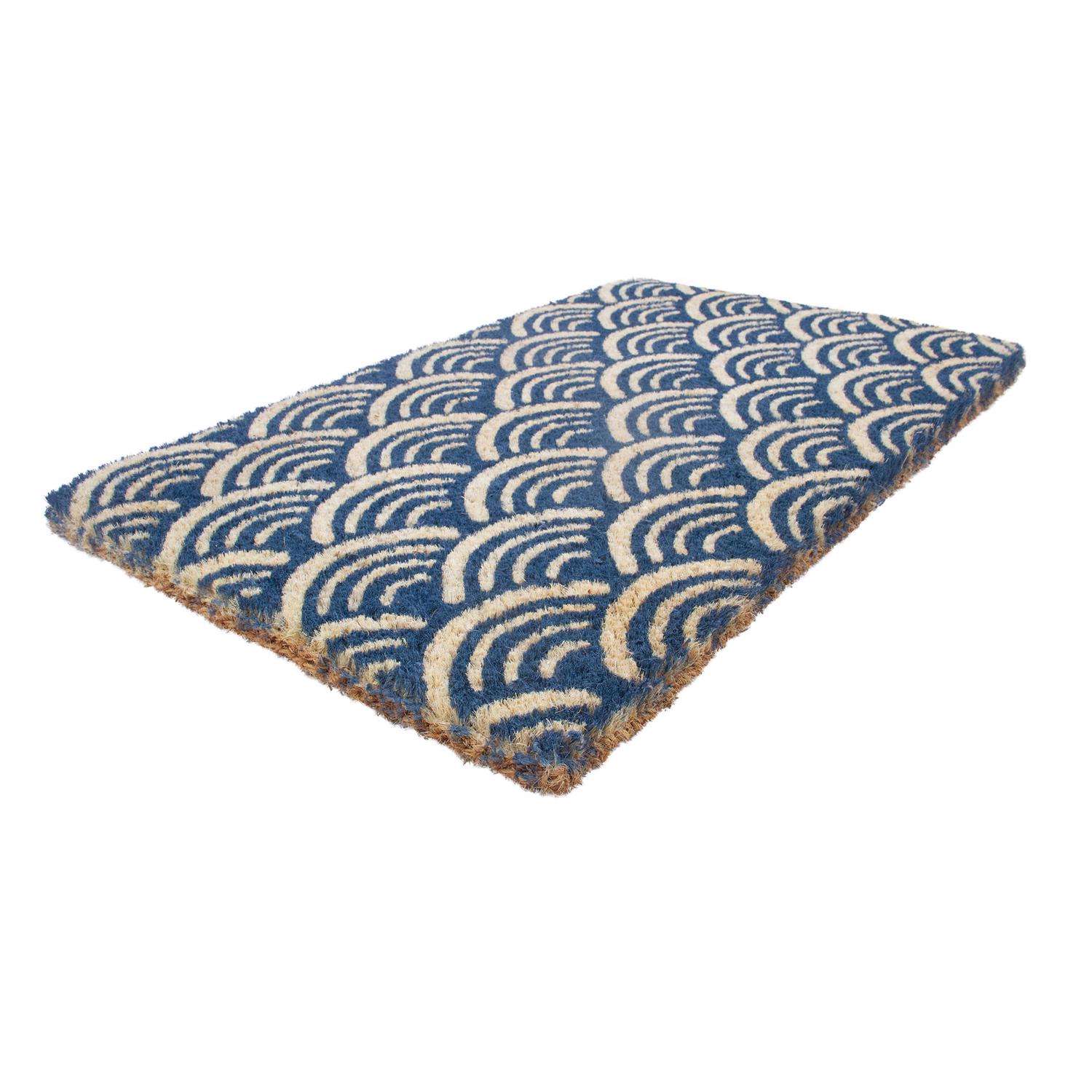  Entryways 30 In. W X 18 In. L Blue Scalloped Coir Door Mat