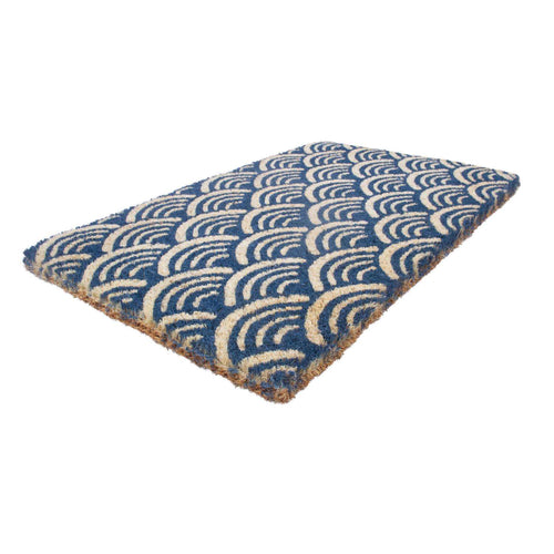  Entryways 30 In. W X 18 In. L Blue Scalloped Coir Door Mat