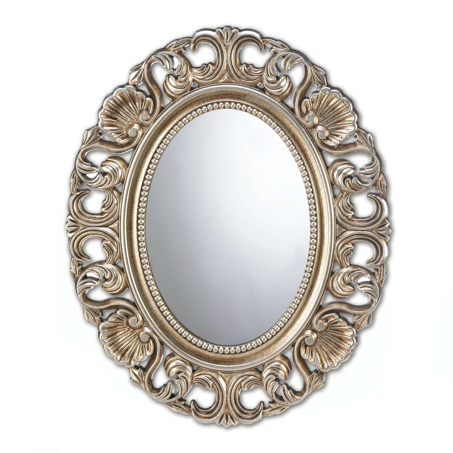  Accent Plus 21 In. H X 17.1 In. W Antique Gold Wood Ornate Oval Wall Mirror