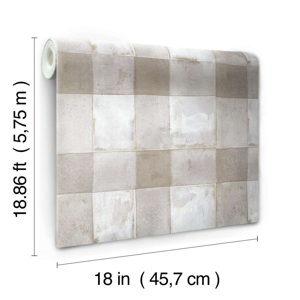  RoomMates 18 In. W X 18.86 Ft. L Buffalo Plaid Taupe Vinyl Peel And Stick Wallpaper
