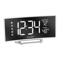  La Crosse Technology 6.5 In. White Mirror Alarm Clock LED Battery Operated