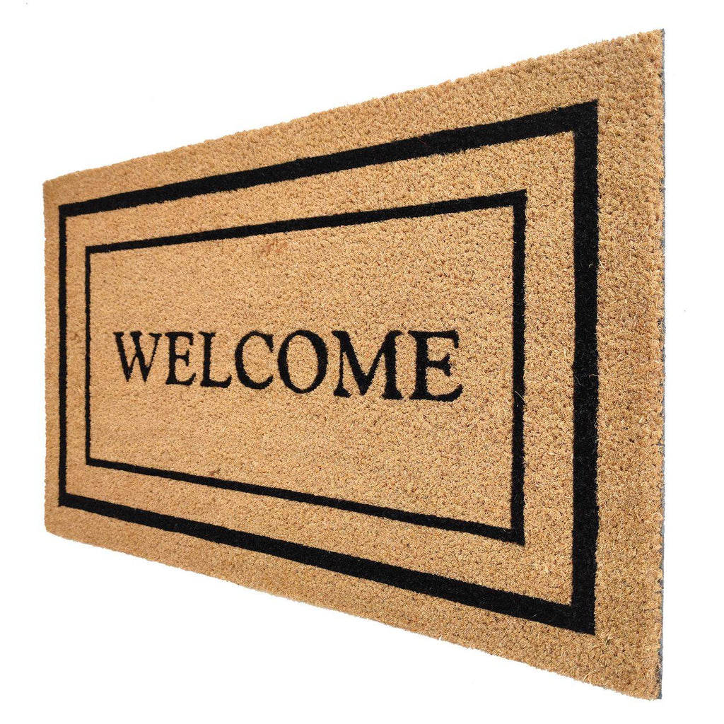  First Concept 18 In. W X 30 In. L Black/Brown Welcome Coir Door Mat