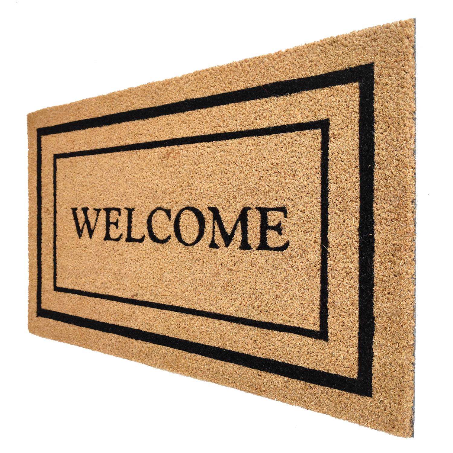  First Concept 18 In. W X 30 In. L Black/Brown Welcome Coir Door Mat