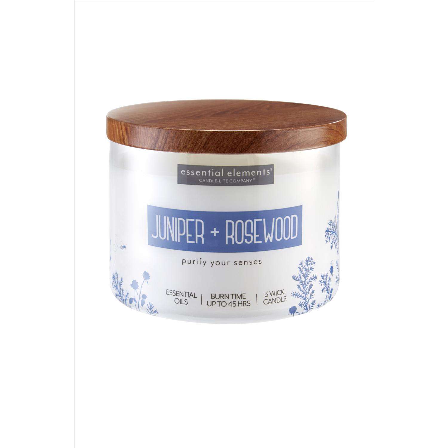  Candle-Lite Essential Elements White Juniper/Rosewood Scent Tumbler Jar Candle 14.75 Oz
