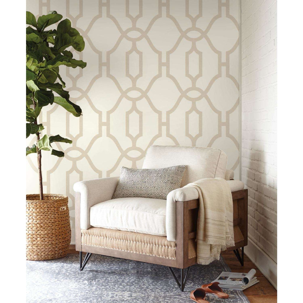  Magnolia Home By Joanna Gaines 20.5 In. W X 396 In. L Woven Trellis Beige Paper Wallpaper
