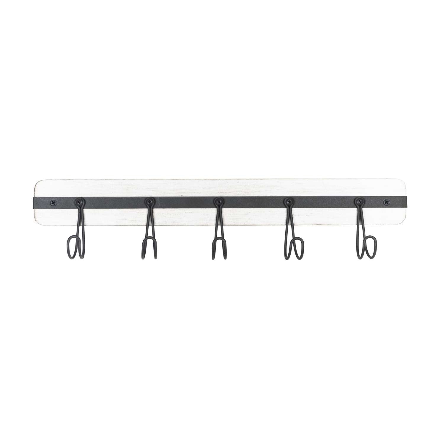  Spectrum 4 In. H X 1.93 In. W X 18 In. L White Wash/ Industrial Gray Steel/Wood Wall Mount Hook Rack